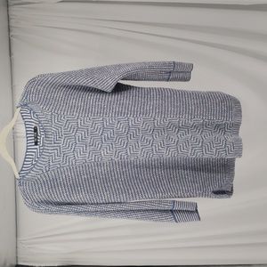 NIC+ZOE Patterned Crew Neck Sweater in Blue and White